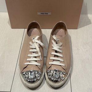 Miu Miu bedazzled patent sneakers